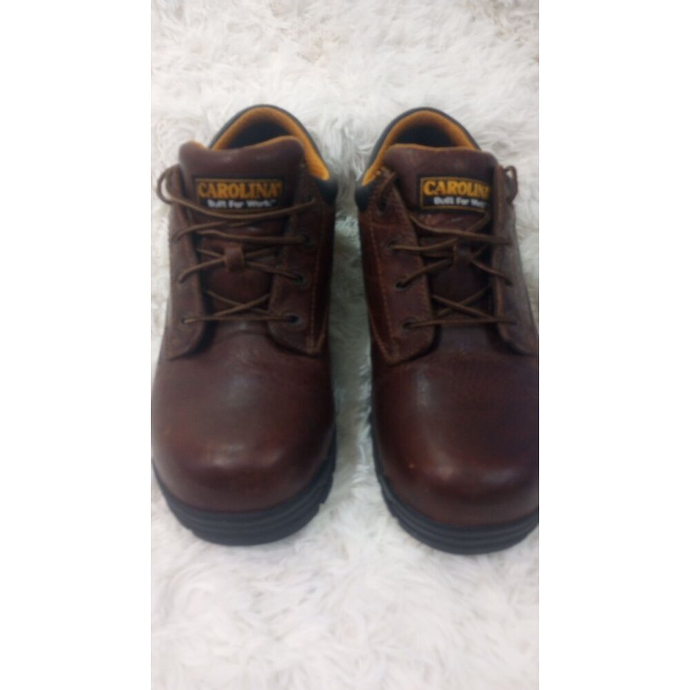 Carolina Mens Brown Leather Slip-Resistant Work Shoes Size 10.5 D